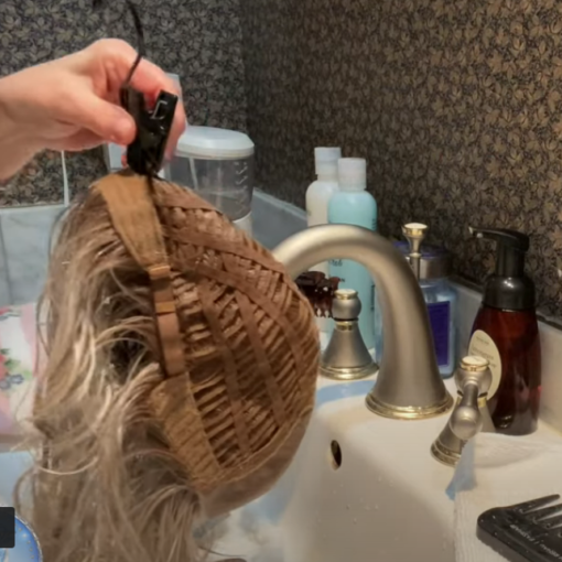Wig Drying Hook Attached to wig